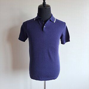 NEW PATRICK ASSARAF Navy Blue Polo Shirt Size S